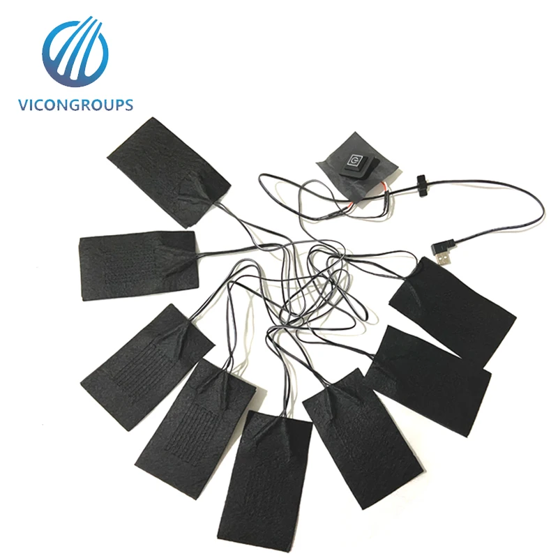 Custom Rechargeable Battery Heated Carbon Fiber Heating System Pad For Clothes