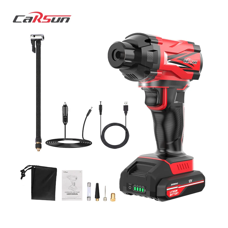 CARSUN Inflator 12V Car Bike Tire Balloon Power Digital Portable Tyre Auto Cordless Inflator
