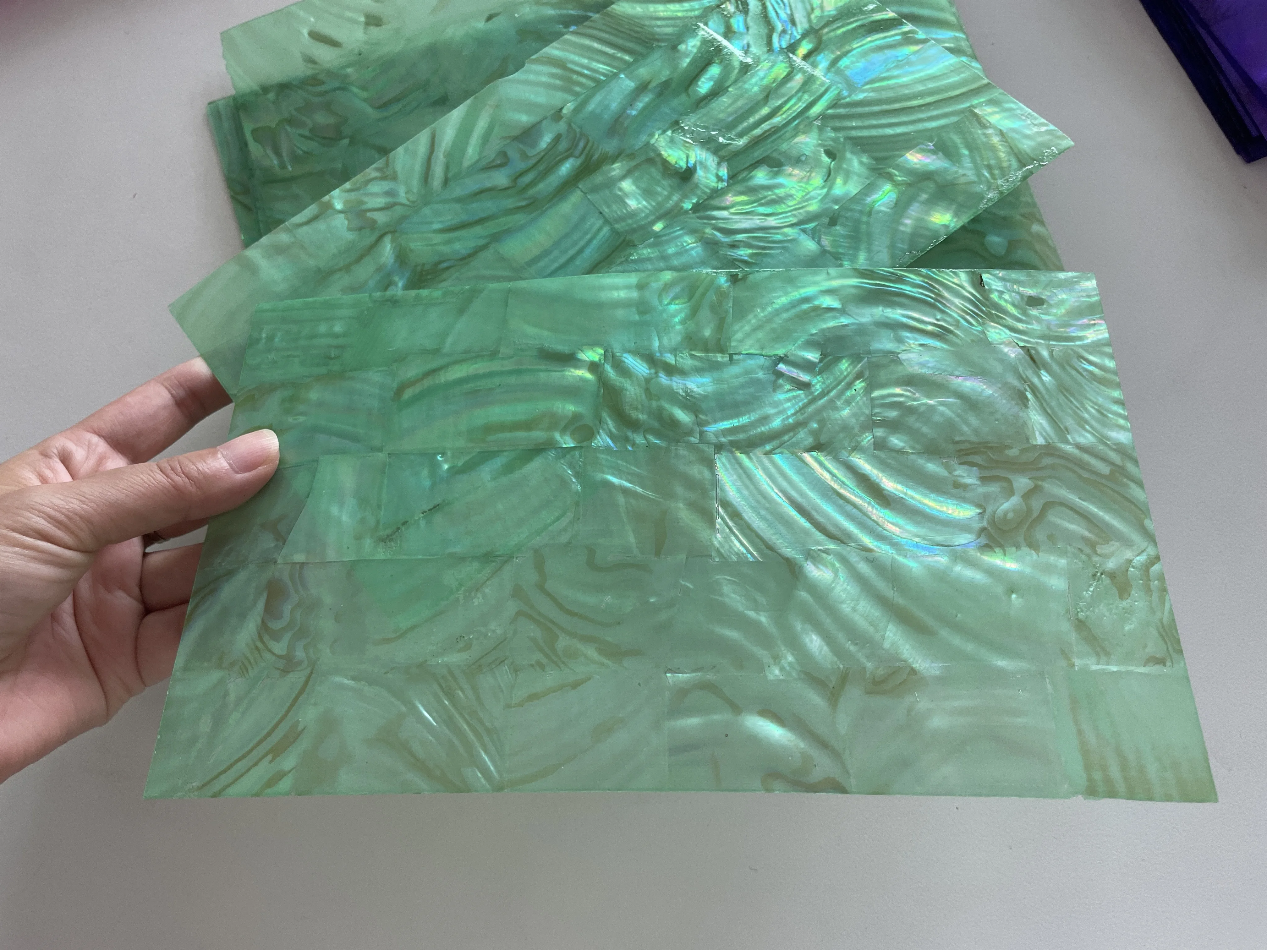 Factory Wholesale River Shell Paper with Light pink Paint and Adhesive for Furniture Floors Musical Instruments Crafts