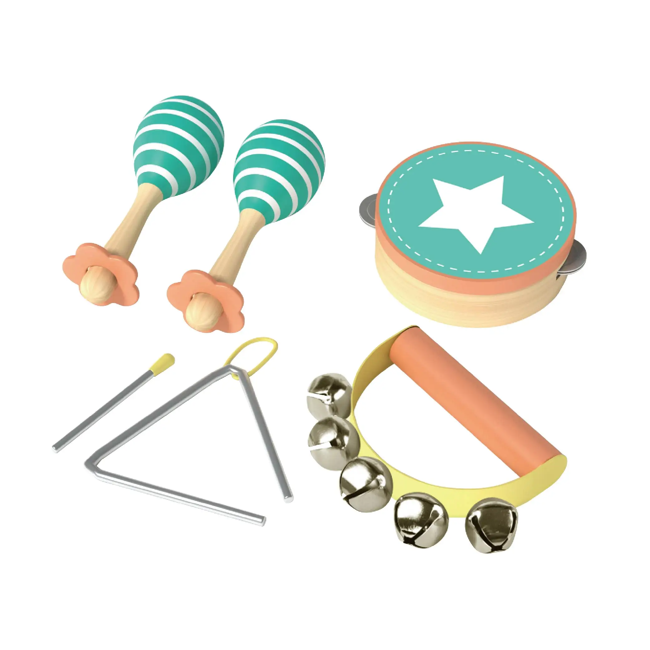Handheld bells musical instrument wooden musical instrument drum rattle percussion music toys