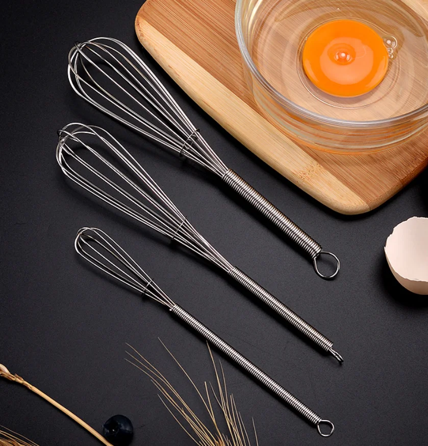 5 / 7 / 8 / 10 inch mini beater Milk Coffee Egg foam maker spring handle stainless steel whisk