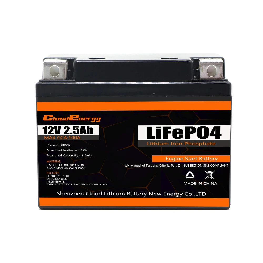 12.8v 2.5Ah Motorcycle Lithium Battery Flashlight Ebike 12V Battery Engine start motorcycle starting battery