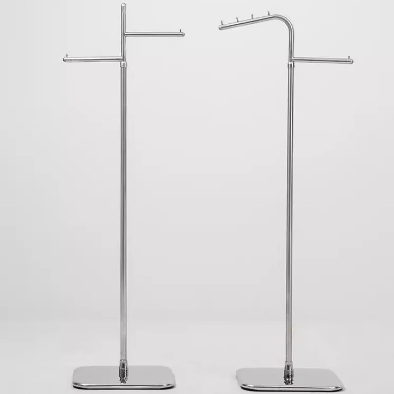 boutique double rod portable clothing hanging garment rack  clothing shop gold Stainless Steel rack