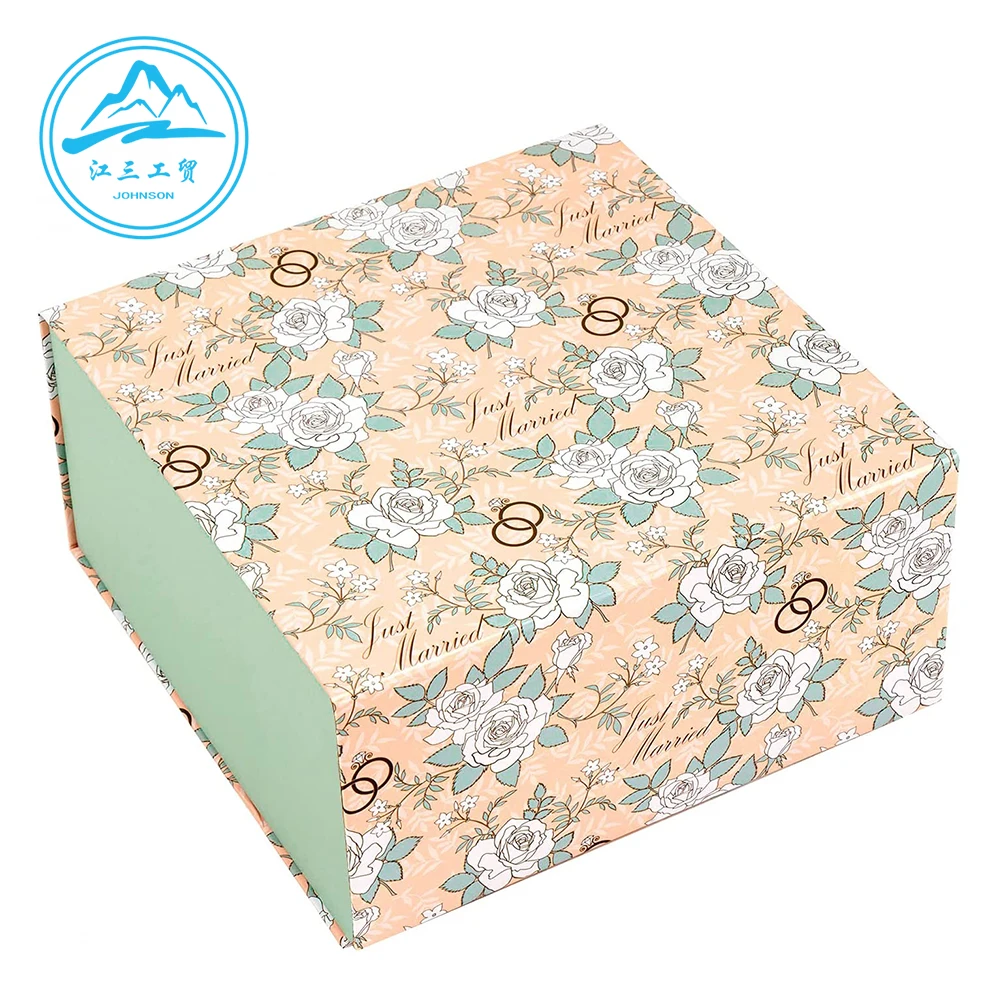Custom Luxury Pink Green Square Changeable Blue Fold Flat Magnetic Lid Shut Gift Packaging Gift Cardboard Baby Box With Ribbon