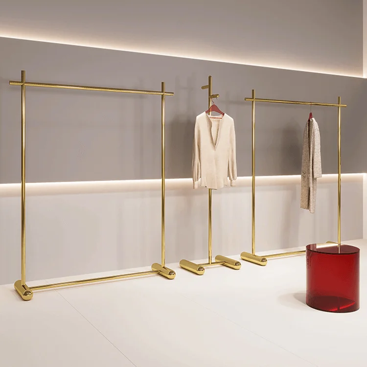 Professional Window display Children clothing Hanger Titanium golden retail display rack customized logo display Stand For Decor