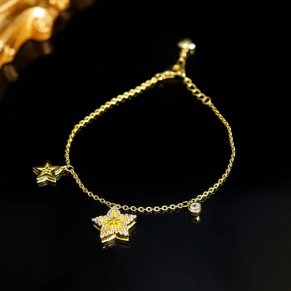 Grace Jewelry Custom Design Unique Original Women Jewelry Gold Plated 925 Sterling Silver CZ Star Necklace