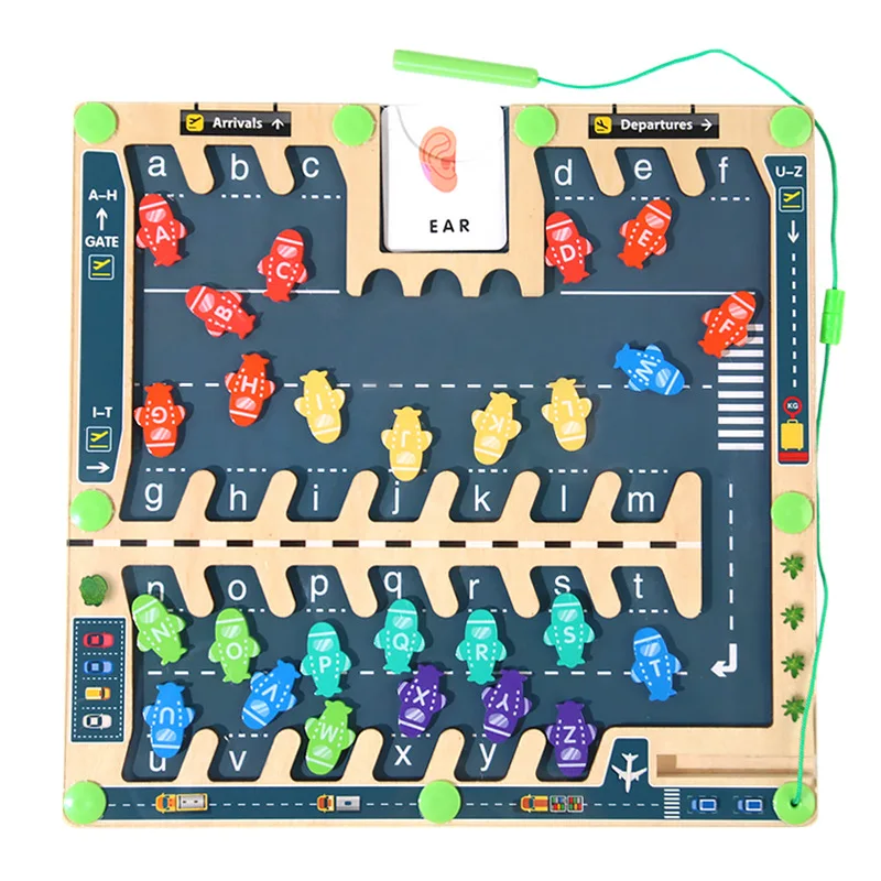 Montessori Baby Wooden Color And Number Maze Activity Universe Space Parking Board Game Educational Gift Toys For Boys Girls