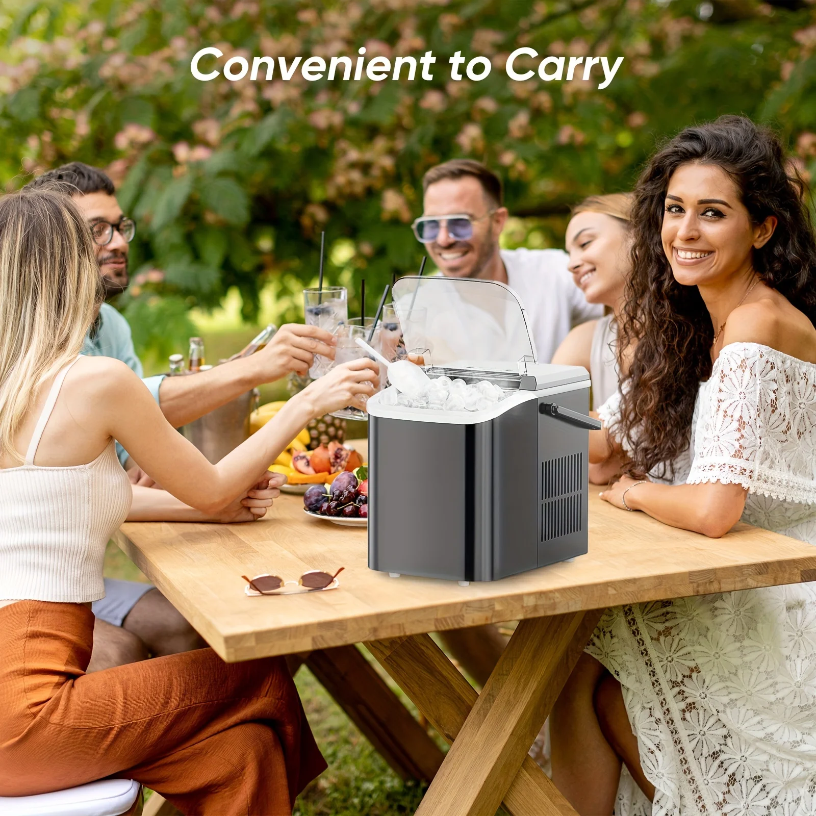 Self-Cleaning, Portable with Handle Fast Countertop Machine with 9 Bullet Ice Cubes in 6 Minutes