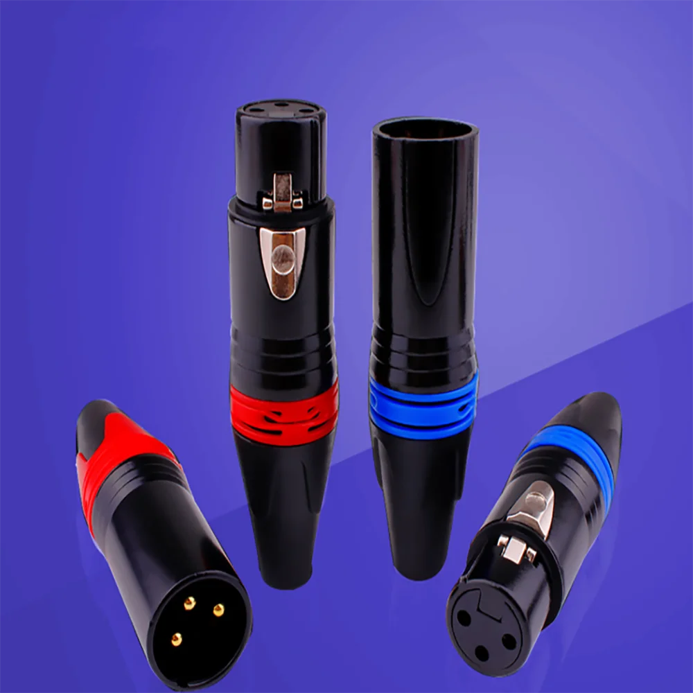 Color 3 core XLR male and female audio plug, XLR microphone connector, XLR gold-plated copper needle guitar cable connector