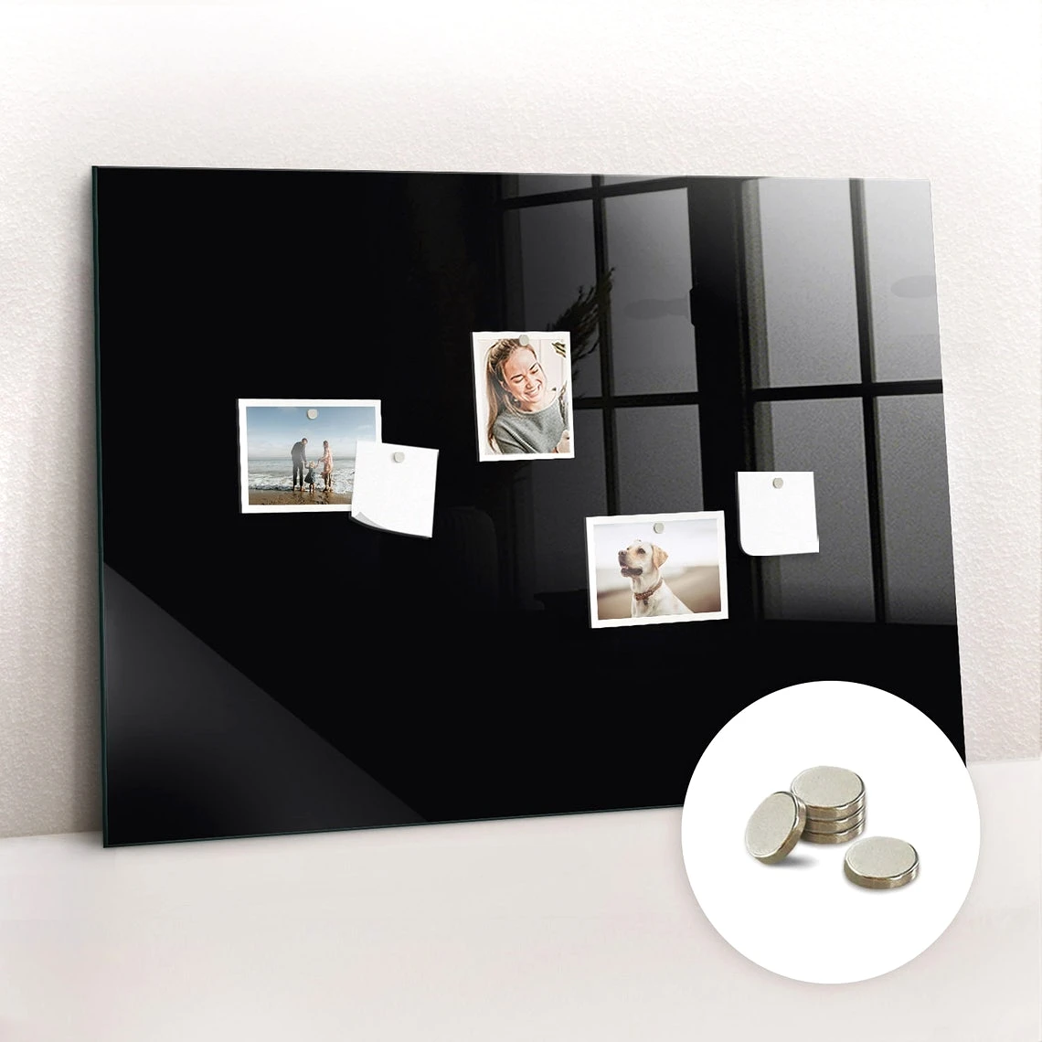 Wall Mounting Magnetic Black Glass Dry Erase Board with Whiteboard Marker for Office School Home Kids 60 x 40 cm