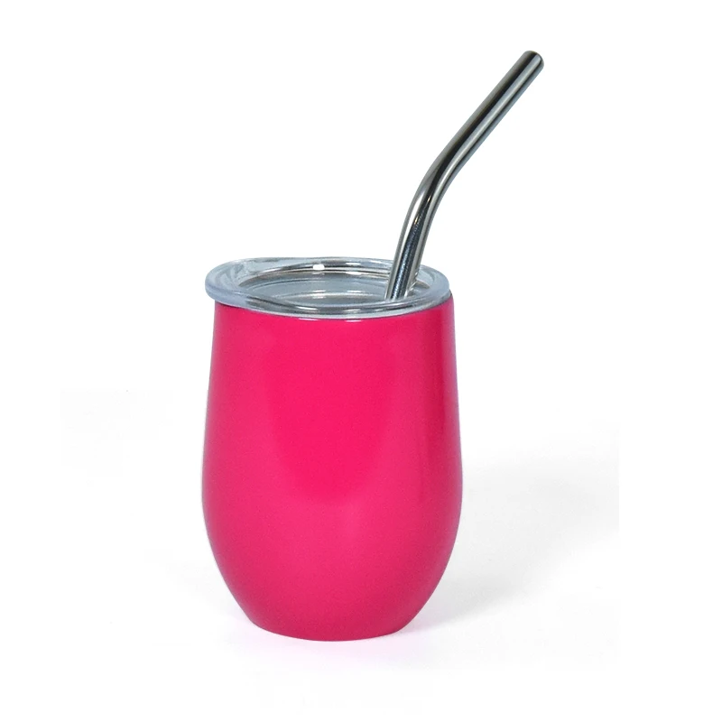 Wholesale Sublimation 3oz Mini Wine Tumbler 4 Mixed Color Double Wall Stainless Steel Tumbler Cup With Lid And Straw