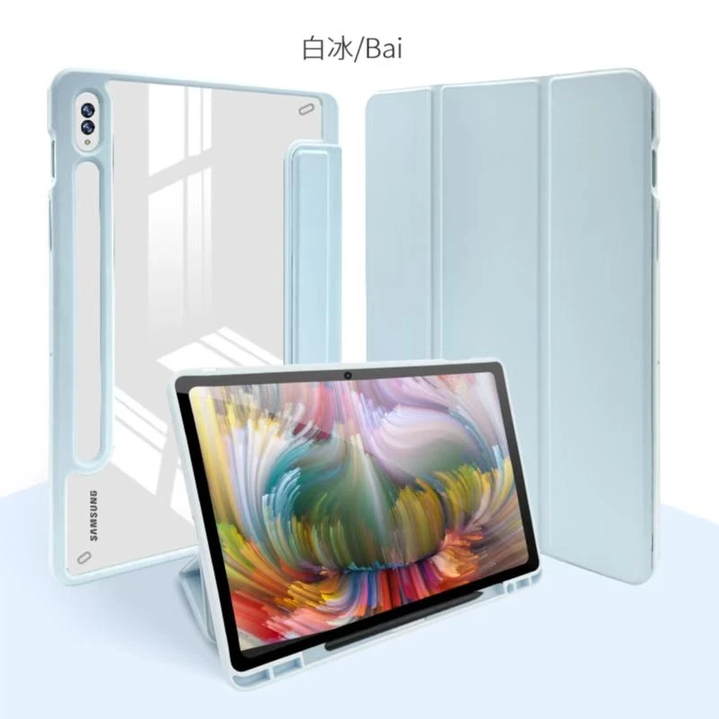Smart Acrylic Magnetic Separation Case For Samsung A7 T500 T505 S6Lite P613 P619 A8 X200 Flip 3 Fold PU Leather Protective Cover