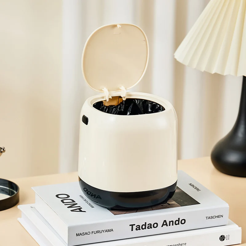 Cute Covered Waste Bin Household Use Simple Desktop Paper Basket Bedroom Living Room Kitchen Toilet Small Coffee Table Design