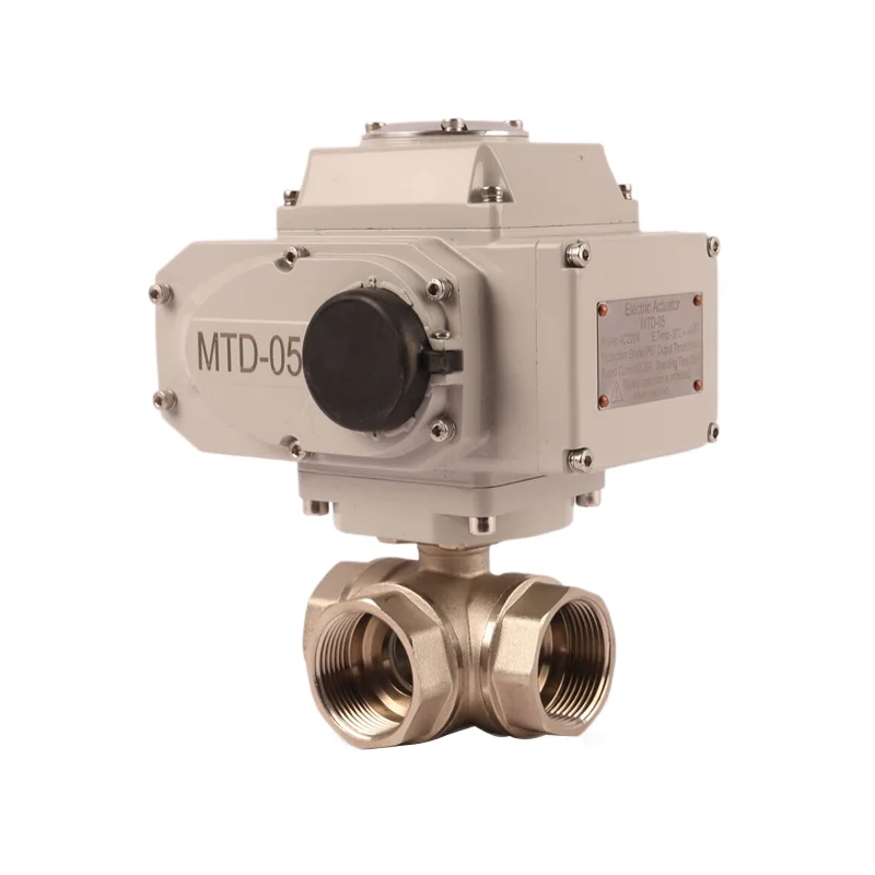 24V DC Motorised Actuators 3 Way 304 Stainless Steel Water Treatment Electric Actuator Ball Valve