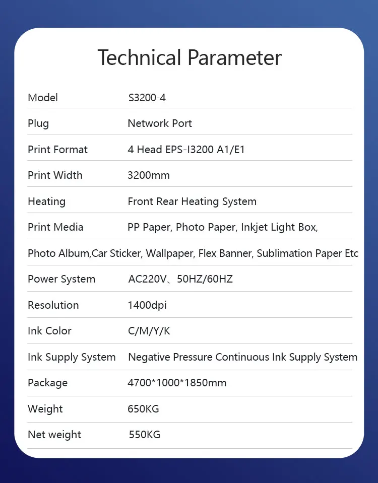 Audley S3200 Digital Inkjet Printer 3.2m Large Format Eco-Solvent Vinyl Indoor Outdoor Use 3200mm Print Head CE Certified New