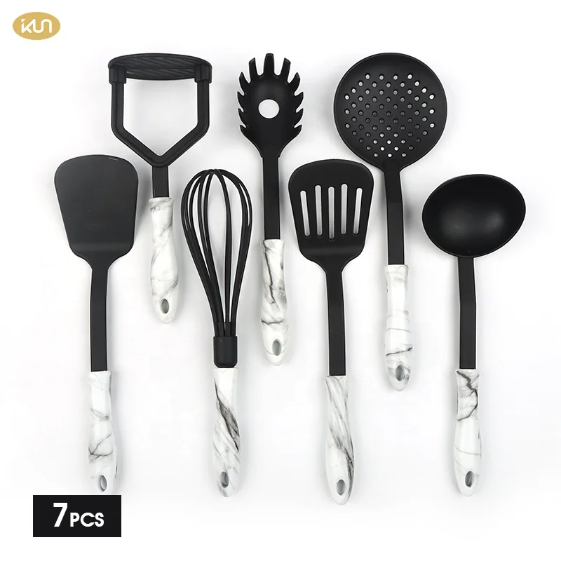 Hot Sale Eco-Friendly 7 Piece Nylon Cooking Tool With Potato Masher Whisk Kitchen Utensils Set
