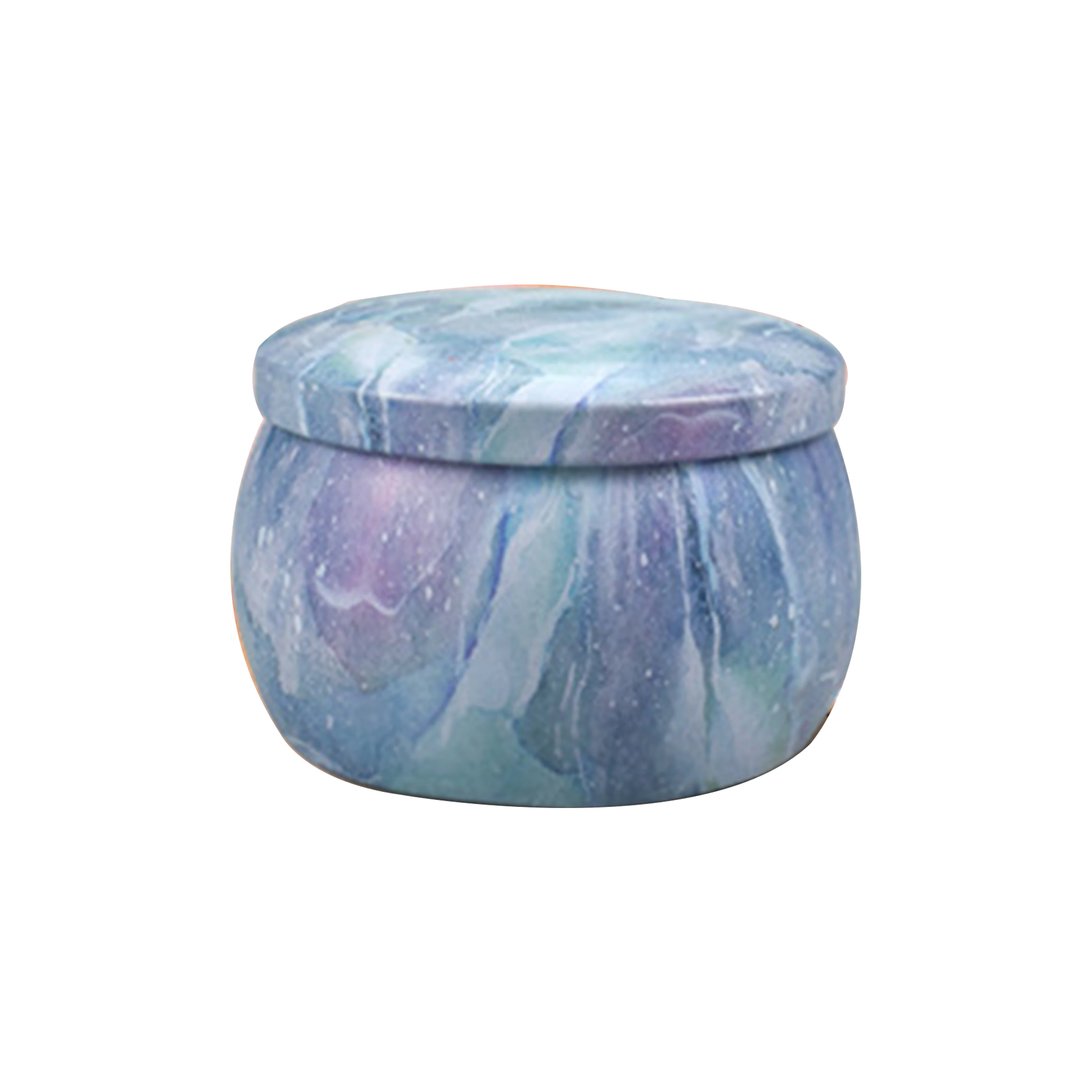 Blue And White Essential Oil Scented Soy Wax Massage Fragrance Candle In Medium Iron Jar