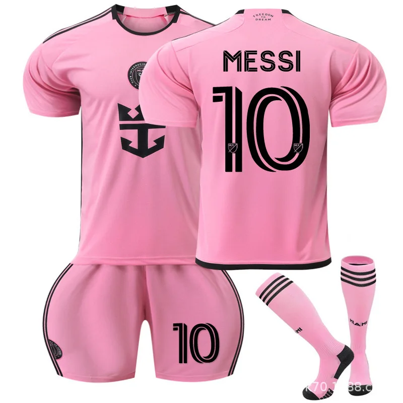 Wholesale of new Miami home and away pink Messi jersey size 10 football jersey, size 9 customized Suarez jersey by manufacturers