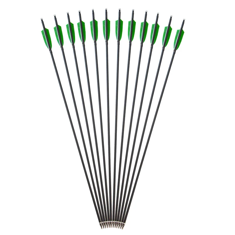 Hunting Shooting Archery Bow Spine 500 4-inch Shield True Feather Arrows High quality Mixed Carbon Arrows Shaft