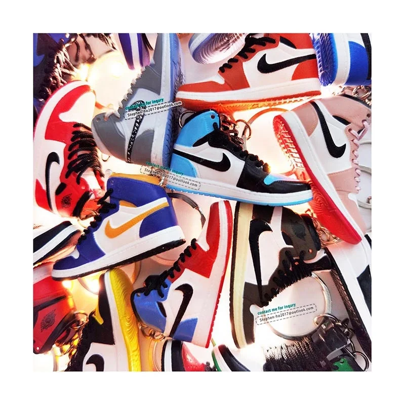 
2021 3D mini sneaker keychain wholesale price with lanyard strap 