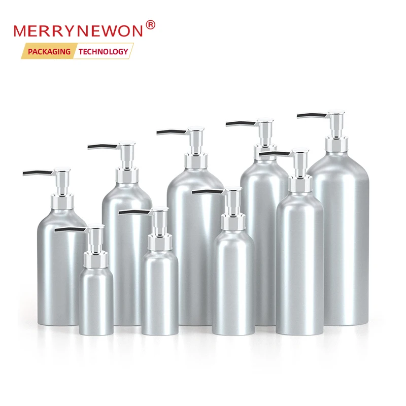 Customized Dispenser Aluminum Pump Bottles Personal Care Reusable Aluminum bottle for Shampoo 30ml 50ml 250ml 300ml 500ml 750ml