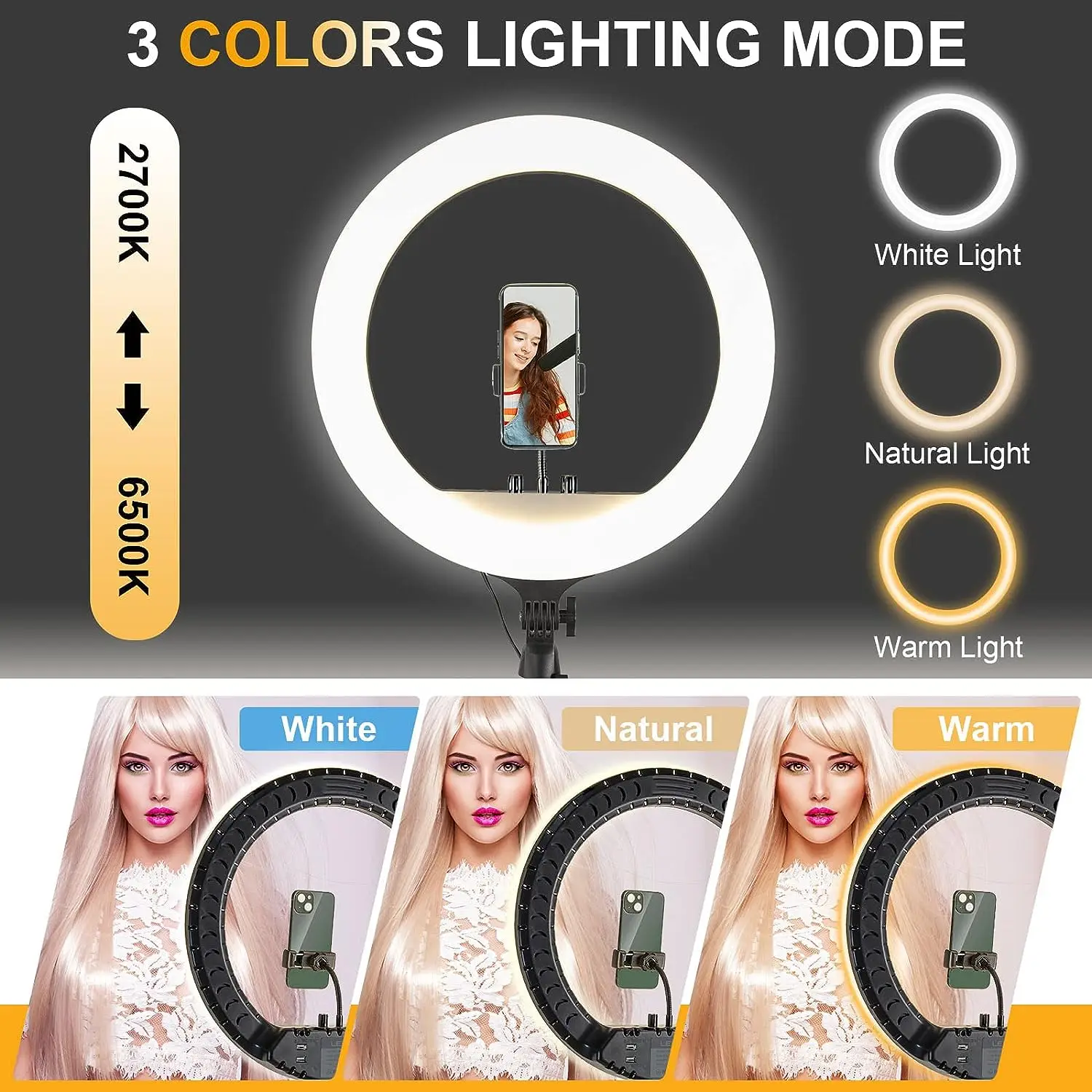 14 18 21 inch LED Makeup Selfie Ring lights 3000-6500K Professional photography led 18 inch ring light with tripod stand remote