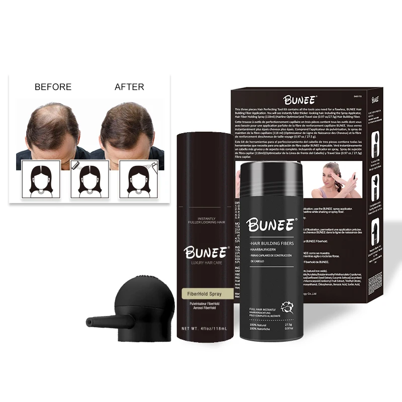 3 in1 BUNEE Organic concealer hair thickening powder spray applicator hair fibre