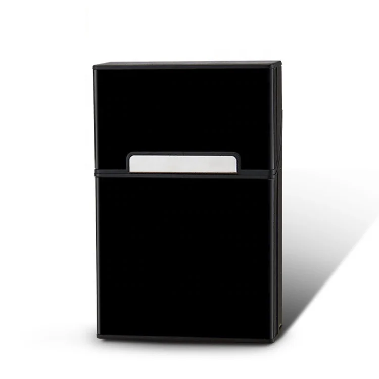 Custom Logo Cheap Mens 20 Sticks Capacity Black Cigarette Cases with Solid Magnetic Flip Top Closure