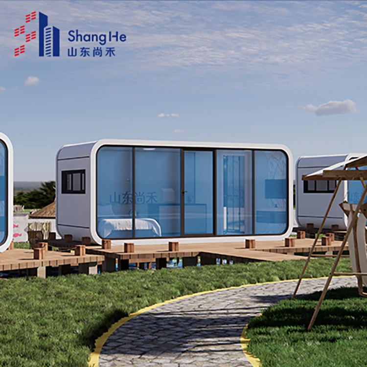 SH Mobile Ready Made Steel Design Modular Portable Flat Pack Price Prefabricated Homes Luxury Living Capsule apple cabins House