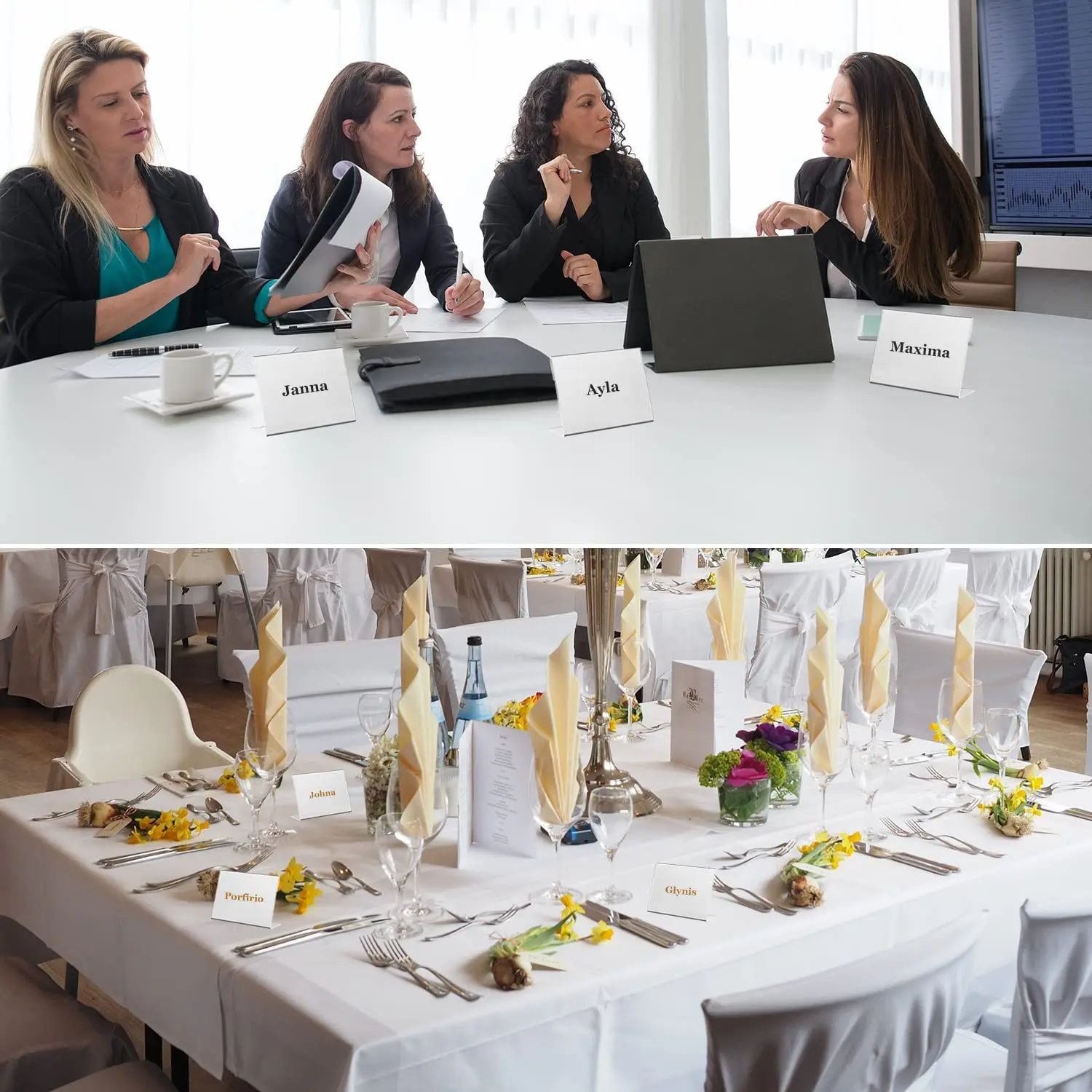 Mini Clear Acrylic Sign Display Holder With Blank Labels,Horizontal Slanted L-shape Name Card Price Card Tag Label Counter Top