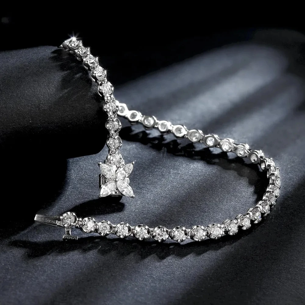 H & F оптовая продажа браслет с бриллиантами дружбы HPHT CVD VVS 2ct 18K из твердого золота лабораторный бриллиантовый для женщин