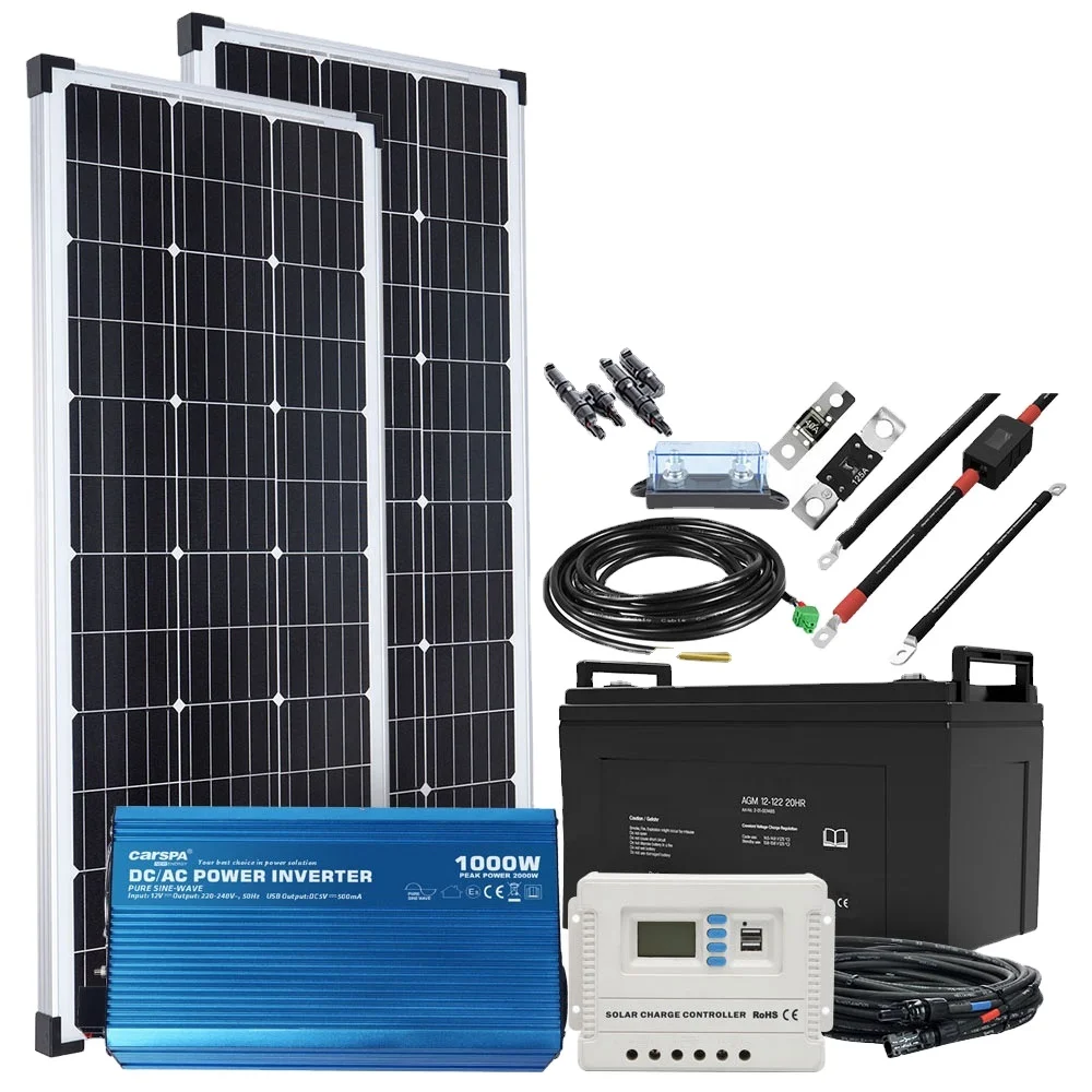 Автономное решение для солнечной системы, монокристаллическая солнечная панель, ветвейная розетка, ШИМ-контроллер, батарея AGM, инвертор немодулированного синусоидального сигнала