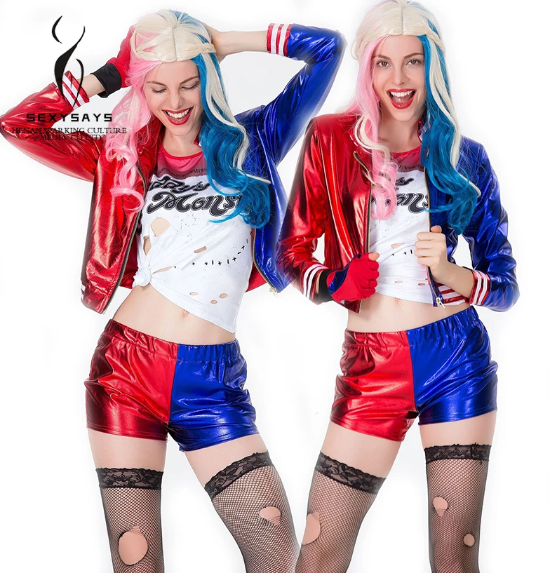 
New designHalloween adult girl Clown Suicide squads sexy cosplay Halle KuiYin Party sexy Taste uniform suit 