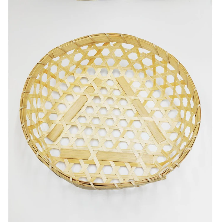 Biodegradable kitchen vegetable storage picnic round straw/wood woven bamboo hamper basket set with lid for gifts