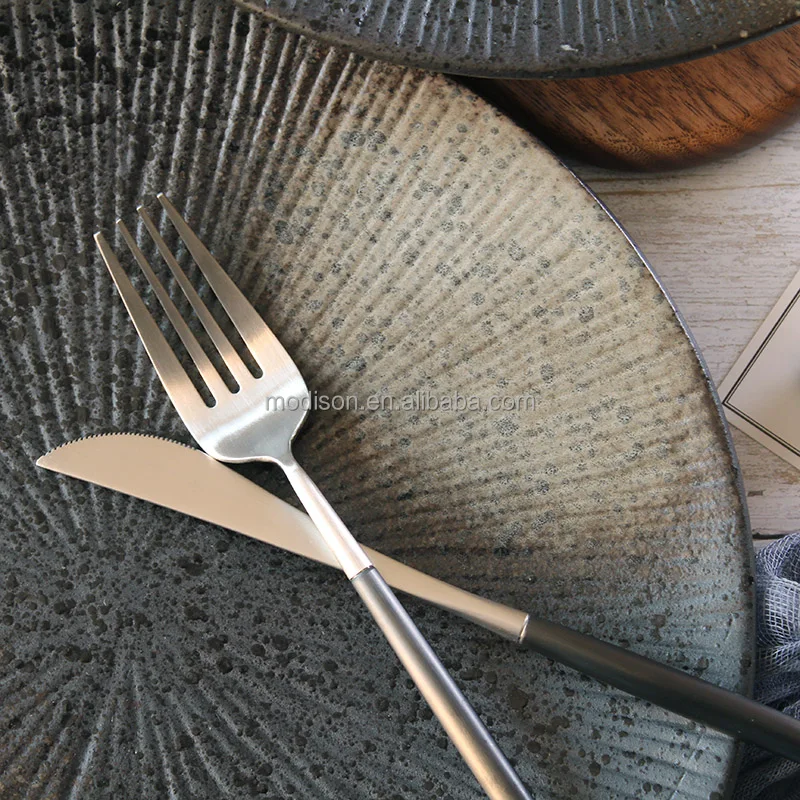 Wholesale Japanese Style Brown Stoneware Steak Plate Classic Ceramic Stock Plate