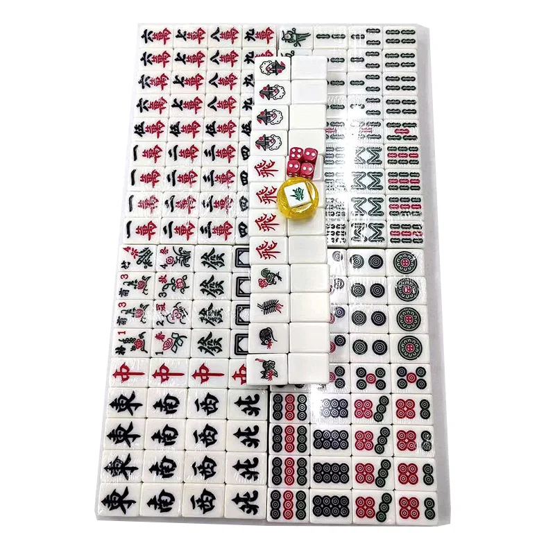 High Quality Melamine Hand kneading Mahjong Set  Numbered Tiles Mahjong Set 144 152 168