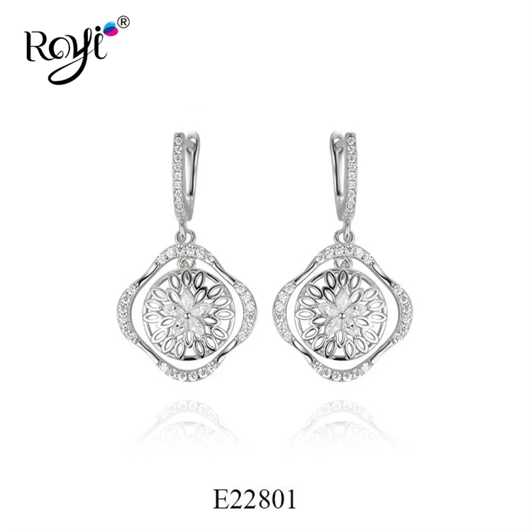 Royi New Style silver earrings 925 sterling White CZ Stone earrings women