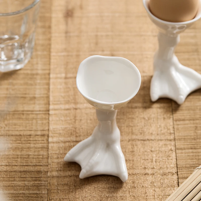 Breakfast egg tray white ceramic cute duck feet shape good-looking network red snack dish hotel tableware