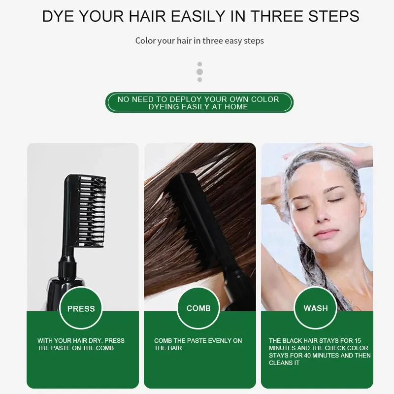 OEM 3 in 1professional permanent wholesale easy shampoo natural black hair dye color cream with comb