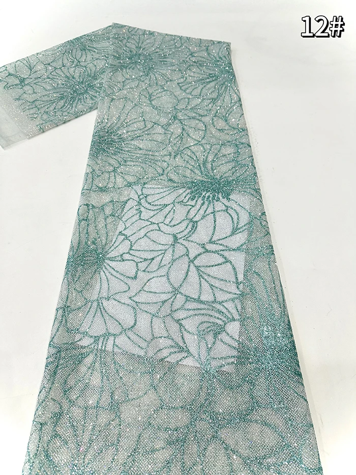 China factory hot sale african french glitter tulle luxury lace trim mesh fabric wholesale for wedding evening dress fabric lace