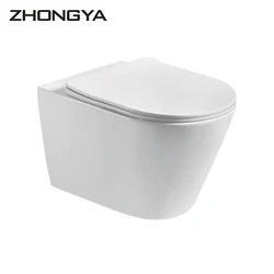 ZHONGYA Oem wall-hung toilet kit designer handicap marble Sanitary washdown toilet concealed cistern rimless wall hung wc toilet