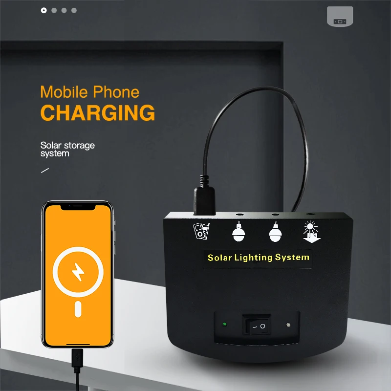 4W Panel Affordable Solar Power Energy Home Lighting System Kit For Two Rooms