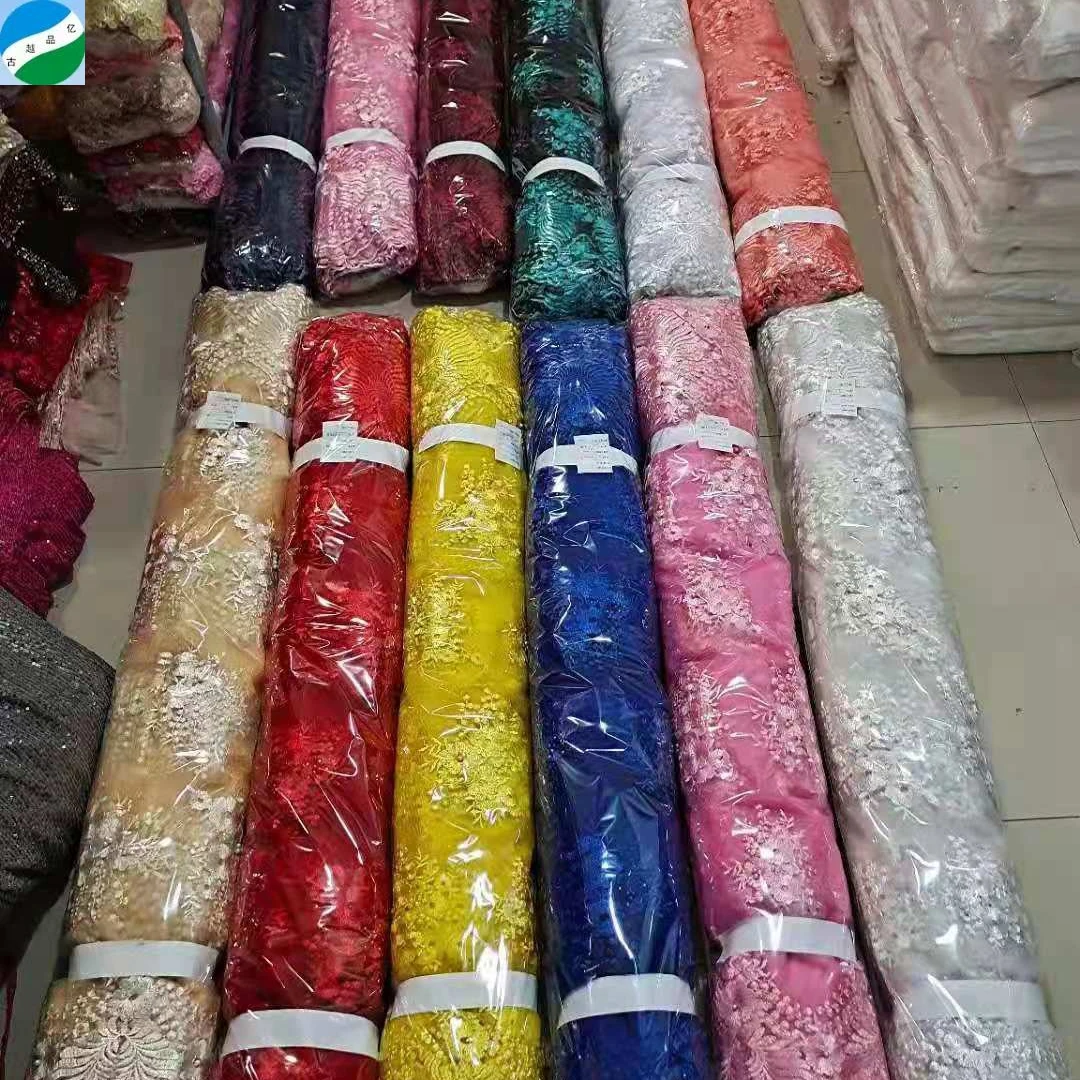 Chinese golden supplier new design 100% polyester fabric mesh embroidered stock fabric telas de china