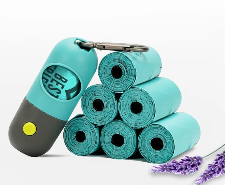 Pet trash waste bag Walking dog disposable thickened feces bag with LED dispenser flashlight items HOT SALE