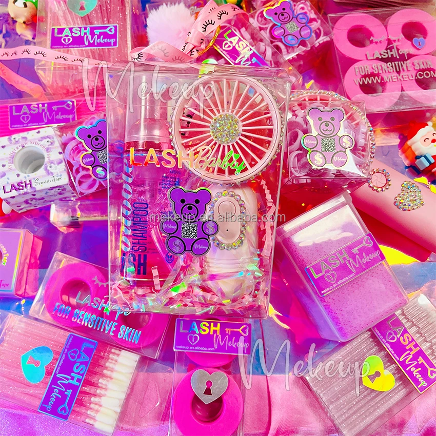 Custom Logo Acrylic Lash Tile With Cover Wholesale Acrylic Eyelash Extensions Lash Tile Lid Palette Box Pink Black Lash Tiles