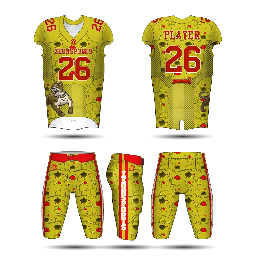 Оптовая продажа Молодежные футбольные комплекты Джерси индивидуальная Полная Сублимационная Американская Футбольная форма