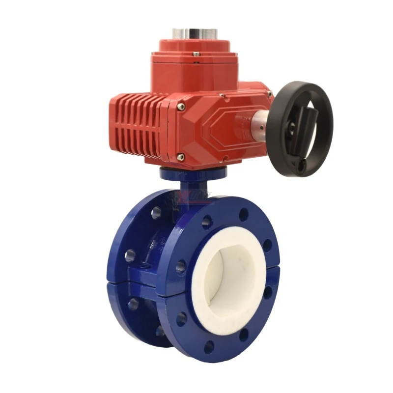 ANSI 150LB Stainless Steel 304 316 JIS 10K Pn16 WCB FEP F46 PFA Fluorine Lined Motorized AC220V Electric Flanged Butterfly Valve