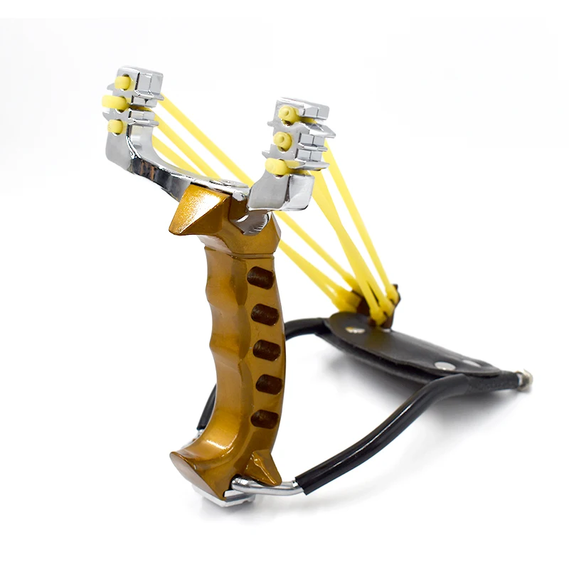 Powerful Slingshot With Rubber Bands Folding Wrist Slingshot Outdoor Black Gold Hunting Slingshot Shooting Steel Balls Tools