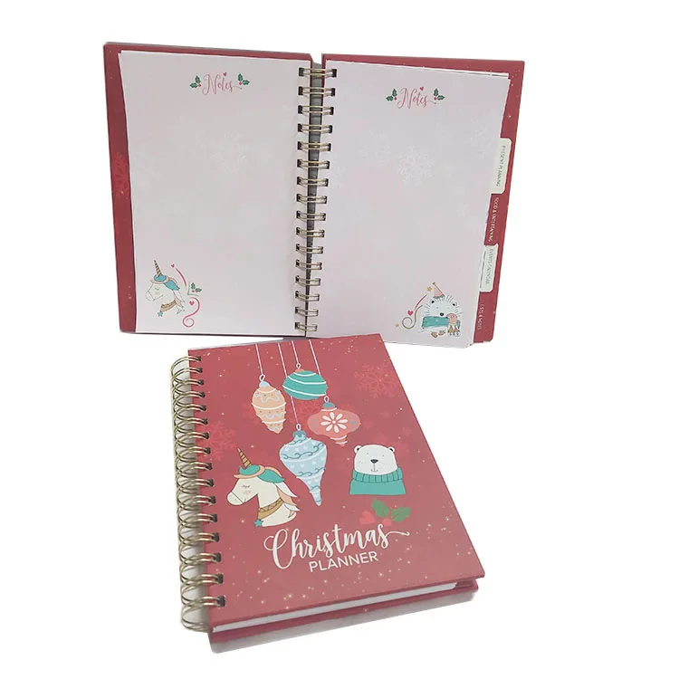 Custom A5 Spiral Christmas Planner Printing Daily Monthly Happy Planner With Gift Box