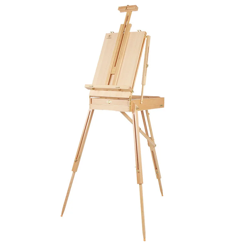 2022 Itanian style Portable beech  wooden sketch box easel  for painting and storage